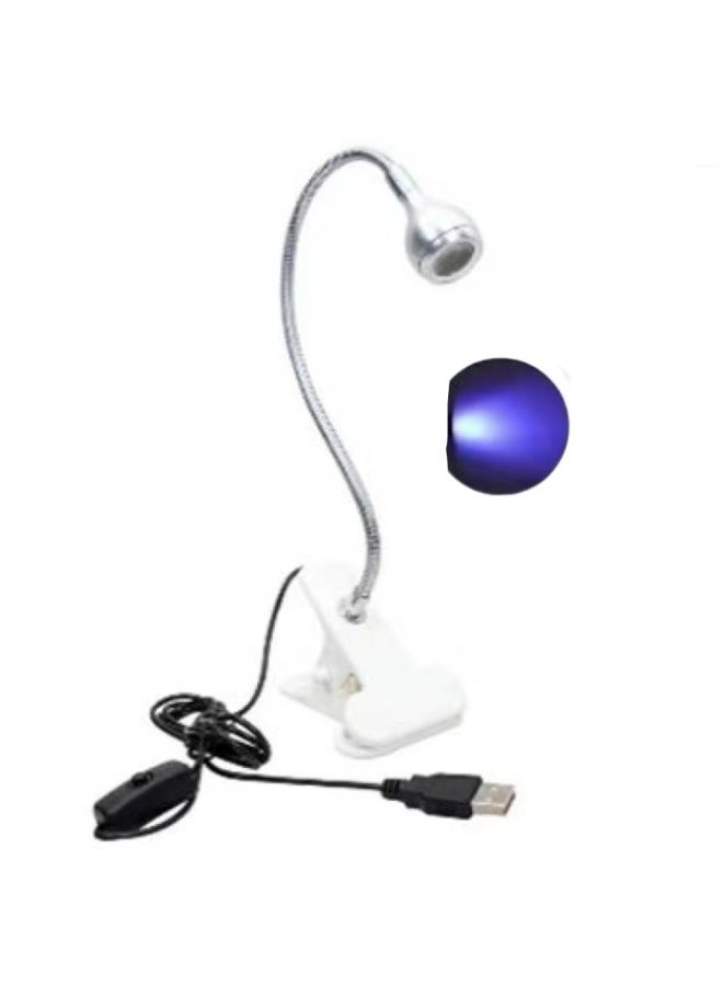 USB Raft Fishing Lamp Yellow Light Fishing Lamp Universal Gooseneck Night Fishing Lamp Fishing Lamp Yellow Light Blue Light Red Light-Color:Silver Blue Light - Image 1