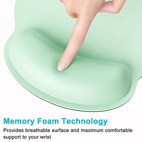 Dapesuom Ergonomic Mouse Pad with Wrist Support, Comfortable Memory Foam Wrist Rest for Easy Typing Pain Relief, Cute Computer Gaming Desktop Mouse Mat with Non-Slip Base for Laptop, Office, Green - Image 5