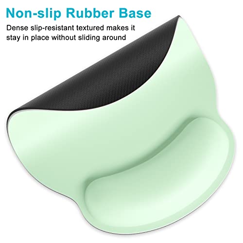 Dapesuom Ergonomic Mouse Pad with Wrist Support, Comfortable Memory Foam Wrist Rest for Easy Typing Pain Relief, Cute Computer Gaming Desktop Mouse Mat with Non-Slip Base for Laptop, Office, Green - Image 4