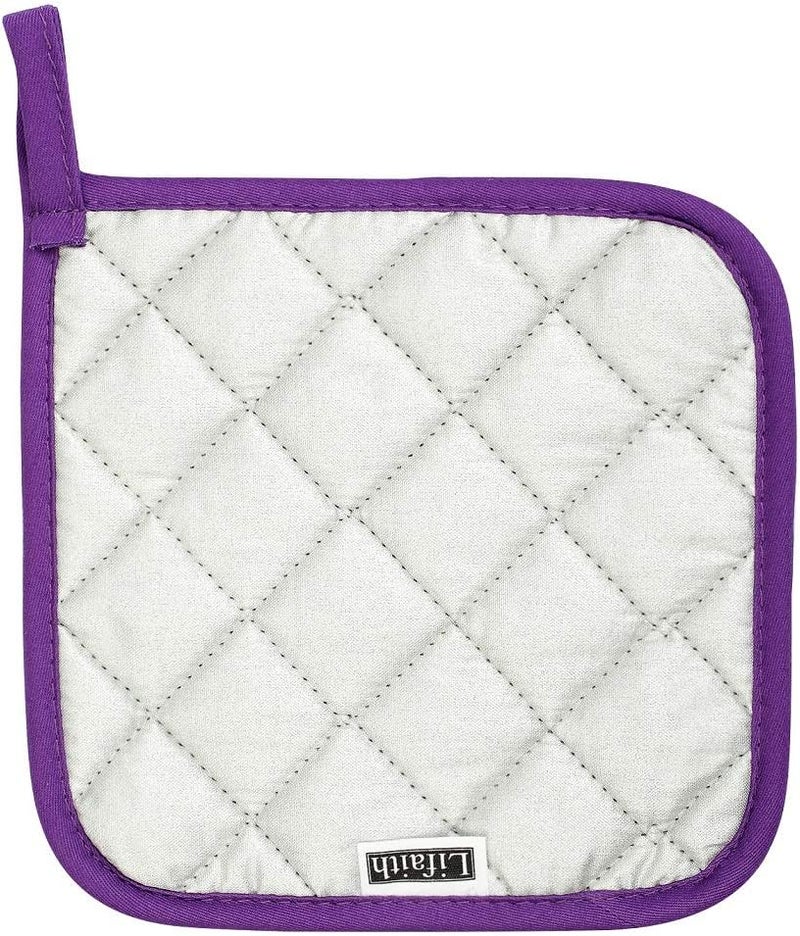 lifaith 100% Cotton Potholders Kitchen Everyday Basic Terry Pot Holder Heat Resistant Large Coaster Hot Pads Kit Trivets Set for Cooking and Baking Kitchen Accessories Set of 6 Grape - Image 4