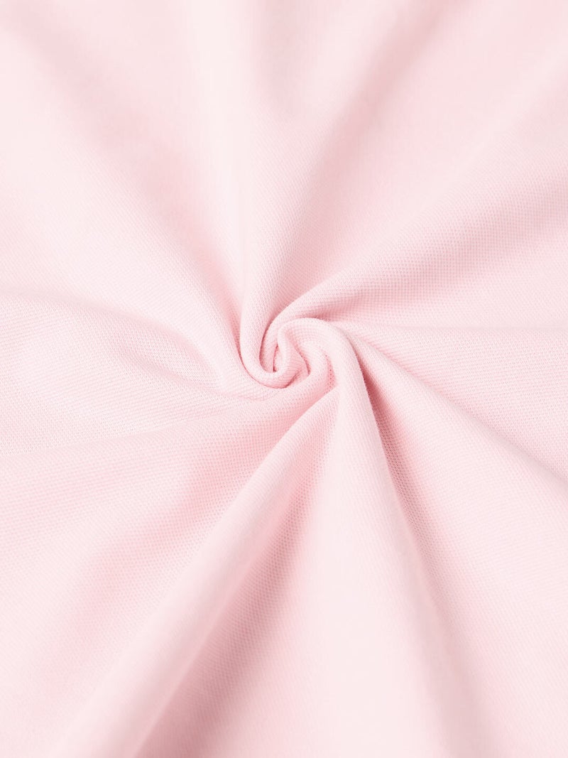 The Souled Store: Pique Polo Rosebud Men and Boys Short Sleeve Spread Collar Light Pink Solid Cotton Elastane Blend Regular Fit Jacquard Collar Breathable Everyday All-Season Polo Shirts - Image 5