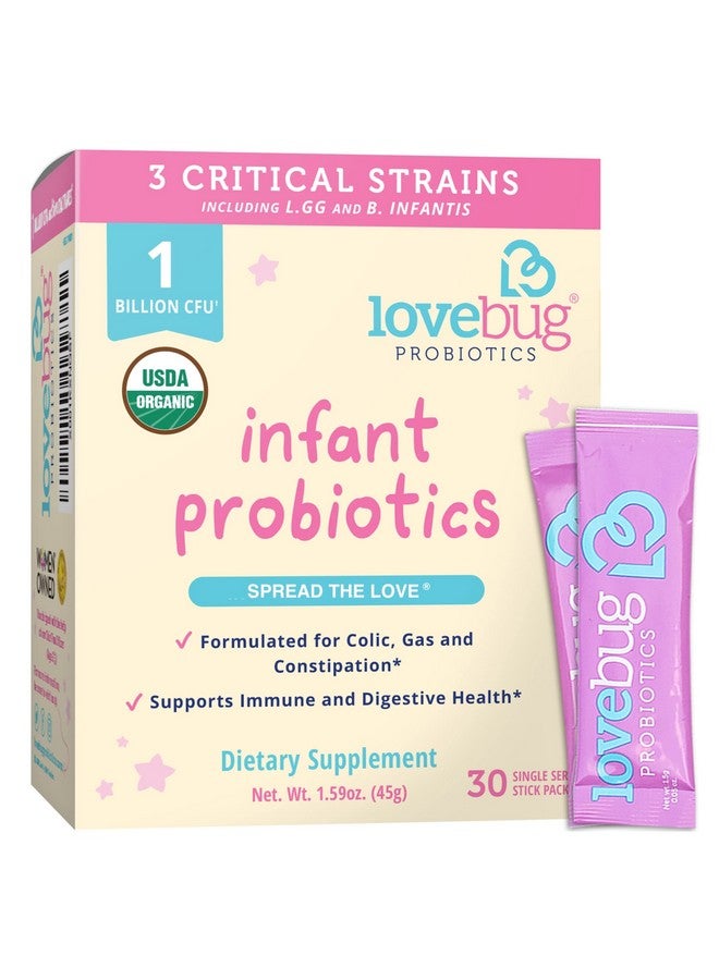 LoveBug Probiotics حبوبة الحب جائزة فائزة بروبيوتيك عضوي معتمد من وزارة الزراعة الأمريكية للأطفال الرضع ؛ أعمار 06 أشهر ؛ يساعد في المغص والارتجاع والإسهال والإمساك والغازات ؛ مسحوق بلا طعم ؛ خالي من السكر ؛ خالي من مسببات الحساسية وغير معدّل وراثيًا ونباتي - Image 3