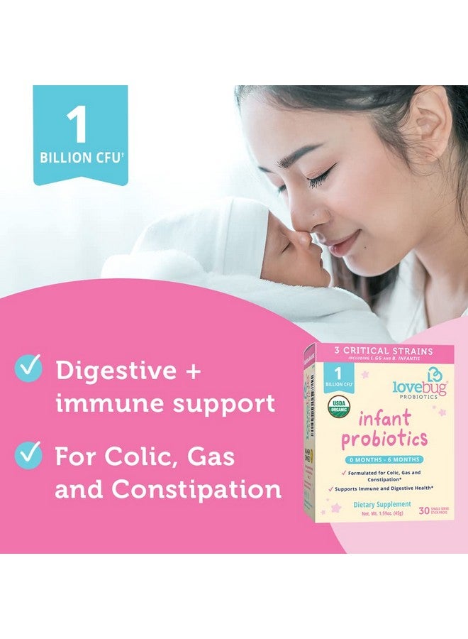 LoveBug Probiotics حبوبة الحب جائزة فائزة بروبيوتيك عضوي معتمد من وزارة الزراعة الأمريكية للأطفال الرضع ؛ أعمار 06 أشهر ؛ يساعد في المغص والارتجاع والإسهال والإمساك والغازات ؛ مسحوق بلا طعم ؛ خالي من السكر ؛ خالي من مسببات الحساسية وغير معدّل وراثيًا ونباتي - Image 5