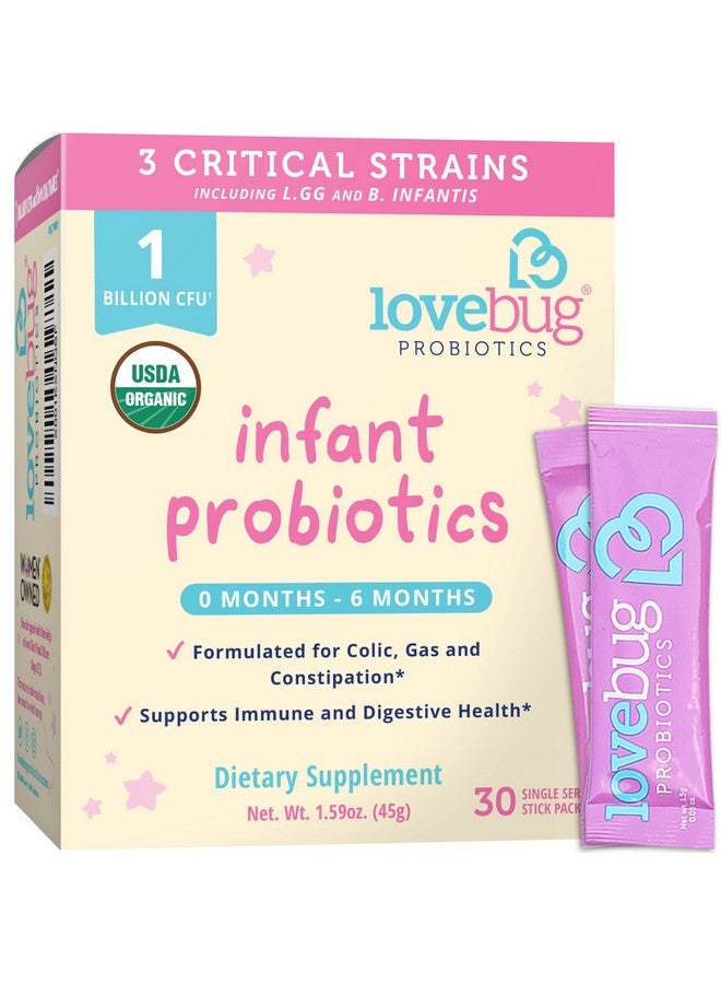 LoveBug Probiotics حبوبة الحب جائزة فائزة بروبيوتيك عضوي معتمد من وزارة الزراعة الأمريكية للأطفال الرضع ؛ أعمار 06 أشهر ؛ يساعد في المغص والارتجاع والإسهال والإمساك والغازات ؛ مسحوق بلا طعم ؛ خالي من السكر ؛ خالي من مسببات الحساسية وغير معدّل وراثيًا ونباتي - Image 1