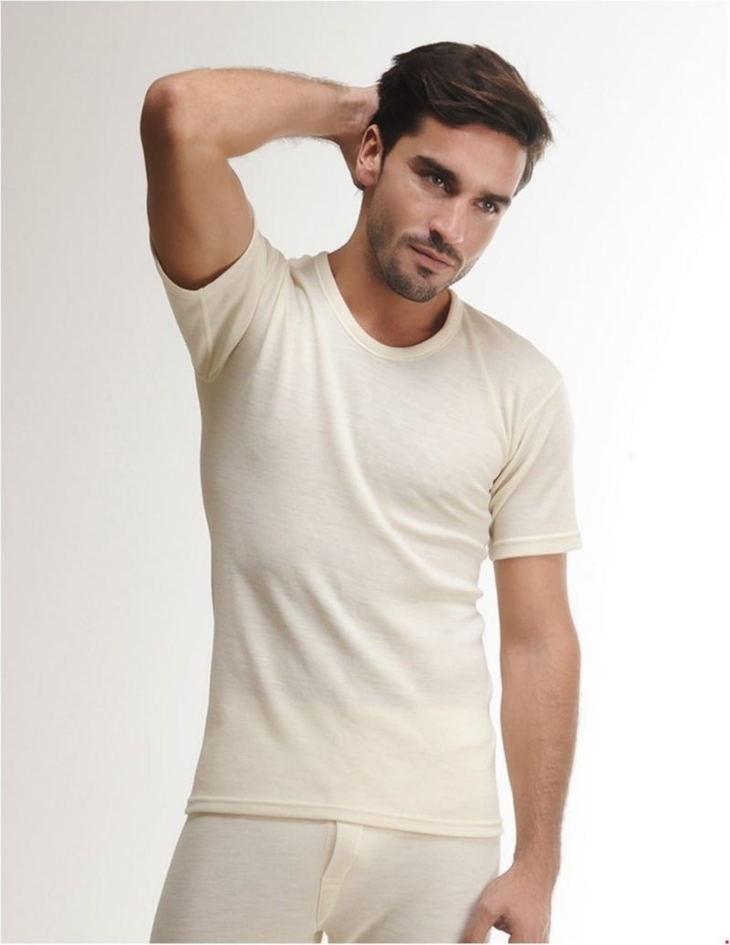 Hasyün Men's Short Sleeve Undershirt Wool Underwear 1000