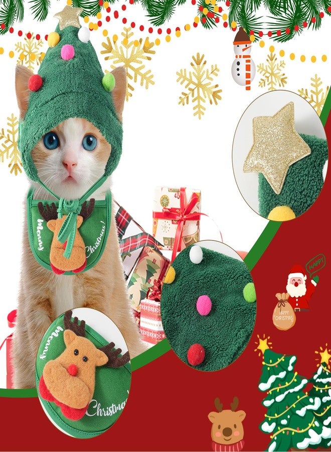 ScroRich Dog Christmas Hat, Pet Christmas Clothes with Santa Hat and Bib, Soft Plush Holiday Outfit for Festive Party, Cute Christmas Accessories for Small Dogs & Cats - Image 3
