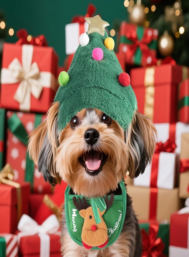 ScroRich Dog Christmas Hat, Pet Christmas Clothes with Santa Hat and Bib, Soft Plush Holiday Outfit for Festive Party, Cute Christmas Accessories for Small Dogs & Cats - Image 4