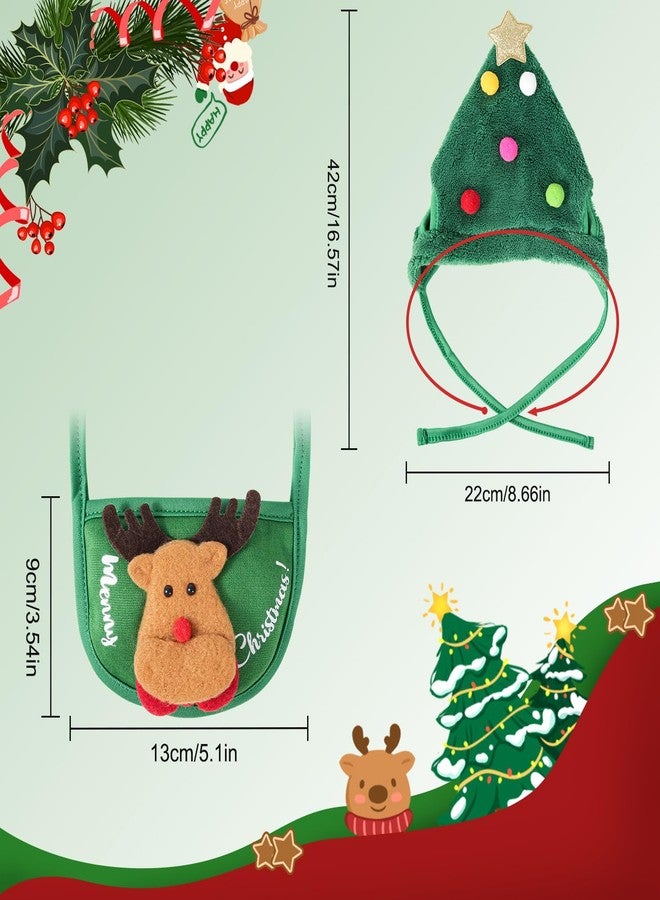 ScroRich Dog Christmas Hat, Pet Christmas Clothes with Santa Hat and Bib, Soft Plush Holiday Outfit for Festive Party, Cute Christmas Accessories for Small Dogs & Cats - Image 2