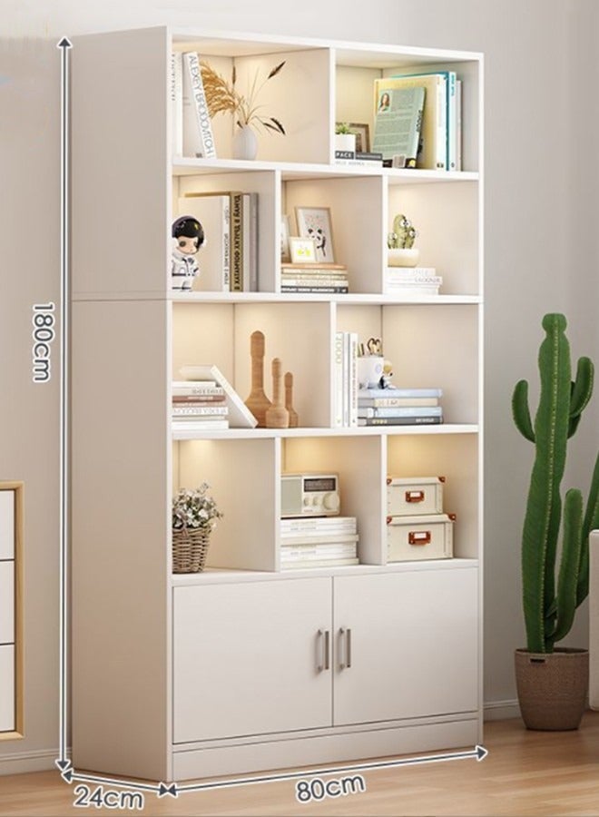 JCB CHIC رف كتب خشبي متعدد الأغراض متعدد الطبقات - رف عرض تخزين كبير رف أرضي عمودي قائم بذاته ， رف زاوية متعدد الأغراض لغرفة المعيشة والمكتب المنزلي وغرفة الدراسة 80 × 24 × 180 سم (SGG029B-80)  - Image 1