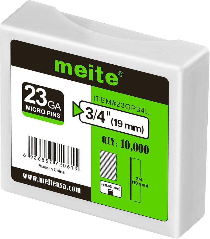 Meite 23 Gauge Pin Nails, 3/4-Inch Micro Headless Piner Nails - Galvanized 23GA Pins Nails for Nail Gun, Ideal for Fine Woodworking and Trim Work (10,000 Counts) - Image 1