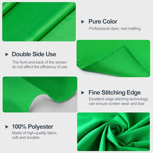 Qoolfoto Green Screen Backdrop, 10×10FT Photography Chromakey Greenscreen Background Sheet for Zoom Meeting, Polyester Fabric Cloth Curtain for Photo Video Studio, Party, Live Streaming, Photoshoot - Image 4