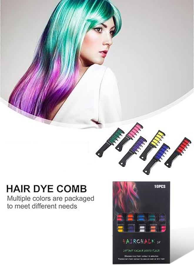 طباشير شعر بعشرة ألوان للبنات والأطفال، صبغة شعر مؤقتة زاهية، هدية مثالية لعيد الفصح للبنات من عمر 4 إلى 10 سنوات فما فوق، مشط طباشير شعر قابل للغسل للحفلات التنكرية والأعمال اليدوية - Image 3