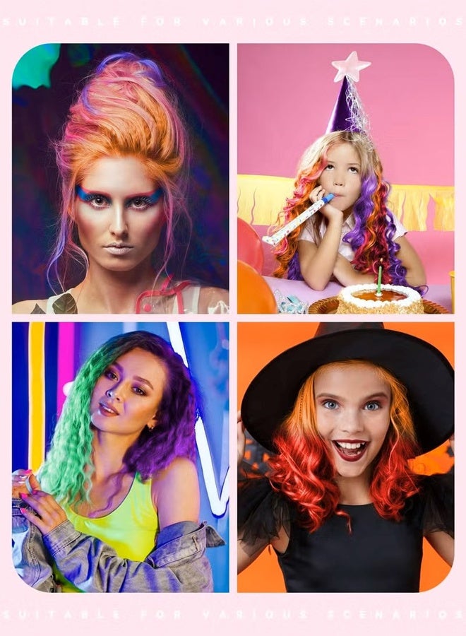 طباشير شعر بعشرة ألوان للبنات والأطفال، صبغة شعر مؤقتة زاهية، هدية مثالية لعيد الفصح للبنات من عمر 4 إلى 10 سنوات فما فوق، مشط طباشير شعر قابل للغسل للحفلات التنكرية والأعمال اليدوية - Image 4