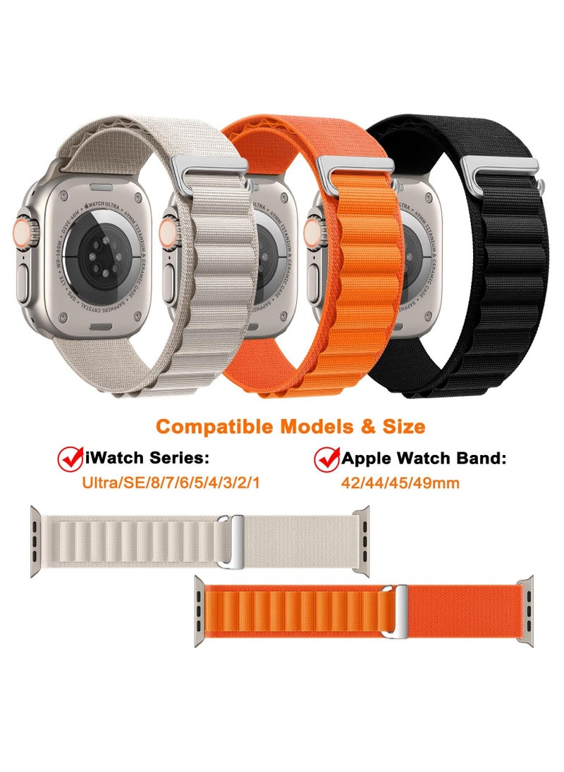 BORTONY - Apple Watch Band Alpine 3Pack Loop Band 49mm/45mm/44mm Nylon Woven Sport Strap Compatible with iWatch Series 8/Ultra/7/SE/6/5/4/3/2/8 - Image 1