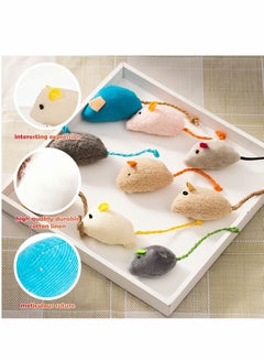 KASTWAVE Catnip Toys for Cat, 9 Pcs Interactive Cat Toy Pet Teeth Cleaning Soft Plush Realistic Cute Mouse Colorful Chew Toys with String Tails Indoor Cats Play Bite, Random style  - Image 4