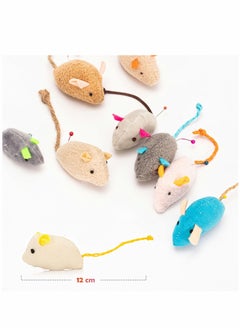 KASTWAVE Catnip Toys for Cat, 9 Pcs Interactive Cat Toy Pet Teeth Cleaning Soft Plush Realistic Cute Mouse Colorful Chew Toys with String Tails Indoor Cats Play Bite, Random style  - Image 5