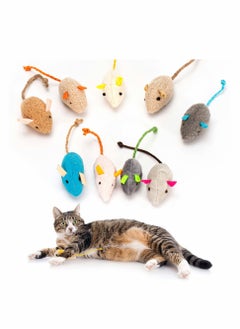 KASTWAVE Catnip Toys for Cat, 9 Pcs Interactive Cat Toy Pet Teeth Cleaning Soft Plush Realistic Cute Mouse Colorful Chew Toys with String Tails Indoor Cats Play Bite, Random style  - Image 1