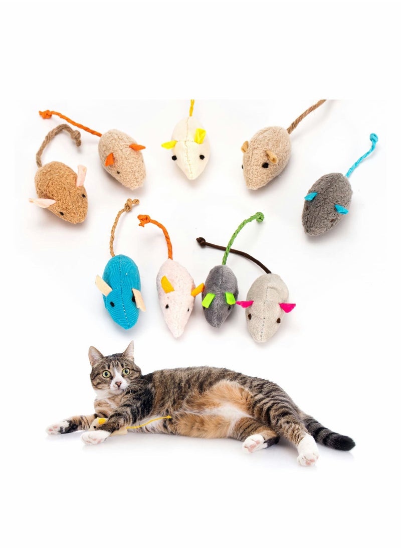 KASTWAVE Catnip Toys for Cat, 9 Pcs Interactive Cat Toy Pet Teeth Cleaning Soft Plush Realistic Cute Mouse Colorful Chew Toys with String Tails Indoor Cats Play Bite, Random style  - Image 1