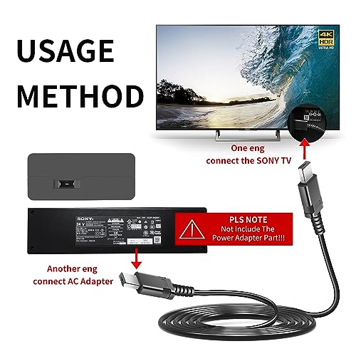 CASIMY XBR-65X900E DC Plug Cord Sync Data Charging Cable Compatible with Sony ACDP-240E01 ACDP-240E02 5X9400E 65X9400E 55X930D 55X930E 65X930D 65X900E 65X905E 75X900E 75X900E 4K LED TV Charger Adapter - Image 2