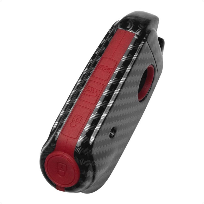 TANGSEN Smart Key Fob Case Compatible with KIA Stinger K900 3 4 Button Keyless Entry Remote Personalized Protective Cover Plastic Carbon Fiber Pattern Red Silicone