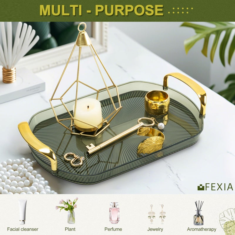 FEXIA Green Bathroom Accessories Set 5 Pcs Green Bathroom Decor with Decorative Vanity Tray for Boho Bathroom Decorations Soap Dispenser Toothbrush Holder Lotion Gifts for Women Home Apartment Decor - Image 4