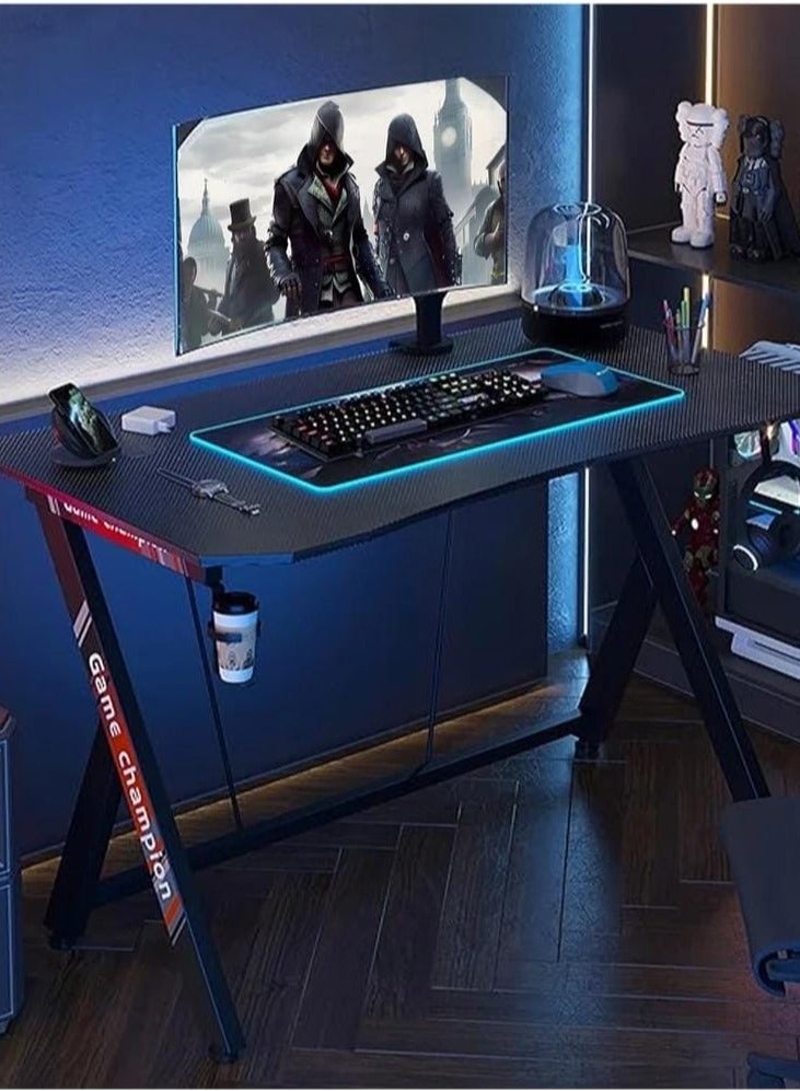 إكسبرت مكتب الألعاب للاعبين، فكرة هدية مثالية، مكتب الكمبيوتر، مكتب المنزل، مكتب العمل، سطح من الألياف الكربونية، طاولة الألعاب مع خطاف للسماعات وحامل للكأس.EI-205 - Image 2