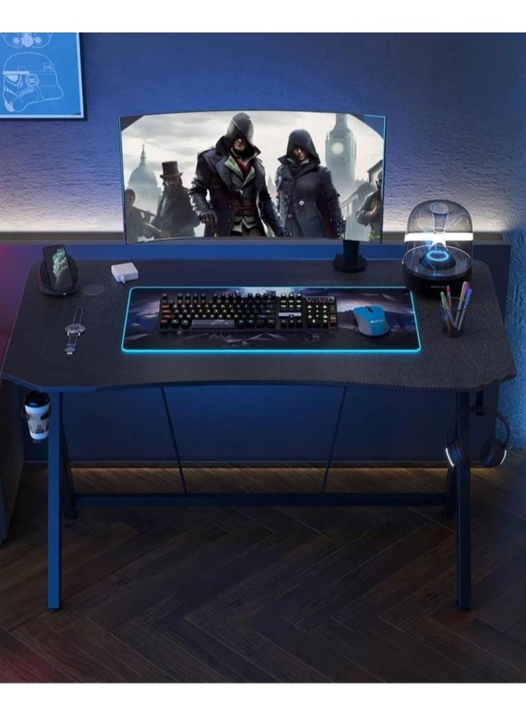 إكسبرت مكتب الألعاب للاعبين، فكرة هدية مثالية، مكتب الكمبيوتر، مكتب المنزل، مكتب العمل، سطح من الألياف الكربونية، طاولة الألعاب مع خطاف للسماعات وحامل للكأس.EI-205 - Image 3