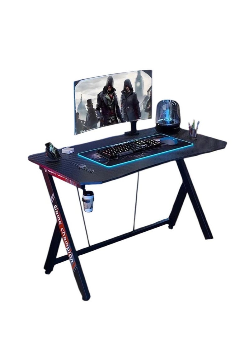 Gaming Desk Gaming Desk for Gamers Gift Idea PC Computer Desk Home Office Desk Workstation with Carbon Fiber Surface Gaming Table with Headphone Hook and Cup Holder.EI-205 - Image 1