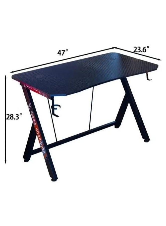 Gaming Desk Gaming Desk for Gamers Gift Idea PC Computer Desk Home Office Desk Workstation with Carbon Fiber Surface Gaming Table with Headphone Hook and Cup Holder.EI-205 - Image 4