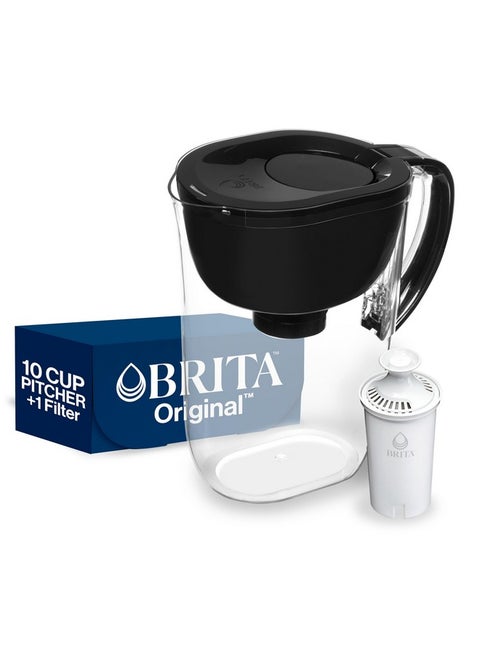 Brita Everyday Standard Water Filter Pitcher with SmartLight Filter Change Indicator, Reduces Copper, Cadmium and Mercury Impurities, Includes 1 Filter, BPA-Free, Lasts 2 Months, 10-Cup, Black