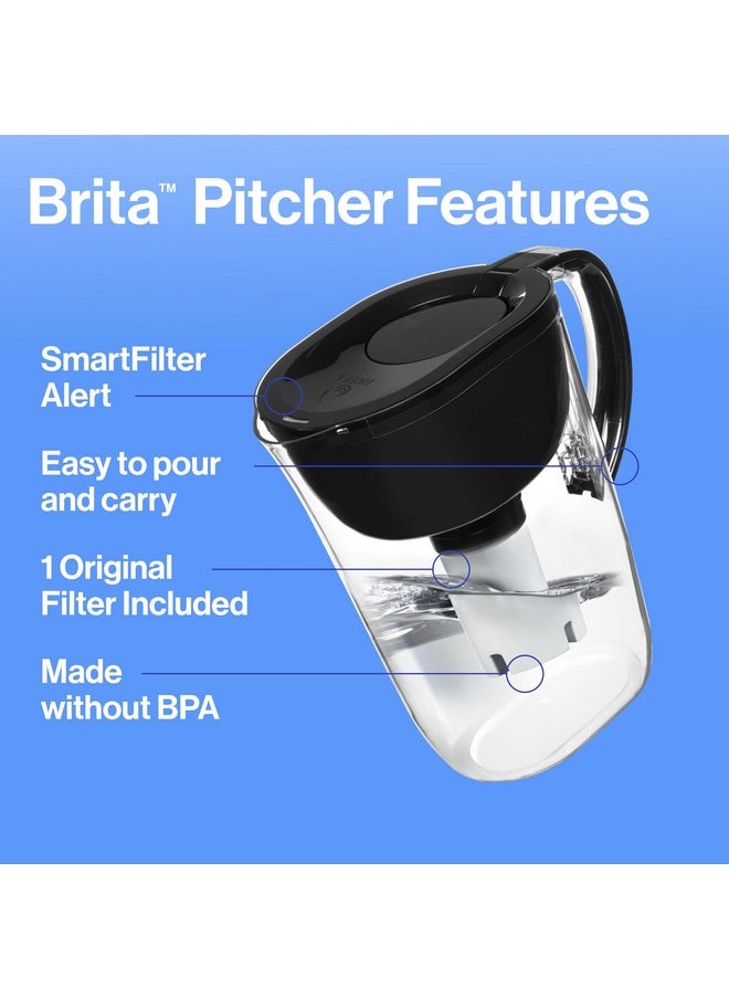 BRITA - Brita Everyday Standard Water Filter Pitcher with SmartLight Filter Change Indicator, Reduces Copper, Cadmium and Mercury Impurities, Includes 1 Filter, BPA-Free, Lasts 2 Months, 10-Cup, Black - Image 1