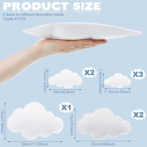 Tatuo 8 Pcs Classroom 3D Cloud Decoration Hanging for Ceiling Party Decoration Artificial Cloud Ornament Hanging Ceiling Wall Decor for Birthday Wedding Baby Shower Nursery Children RoomDelicateWhite - Image 3