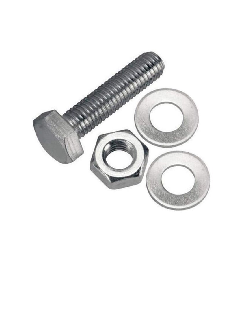 Generic - 12 pcs Hex Head Screw Bolts Nuts & Washers Fully Thread GI Plain Finish Bolt Set. (14, 70MM) - Image 1