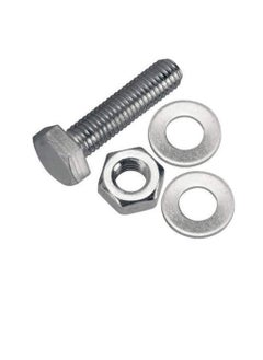 Generic 12 pcs Hex Head Screw Bolts Nuts & Washers Fully Thread GI Plain Finish Bolt Set. (14, 70MM)  - Image 1