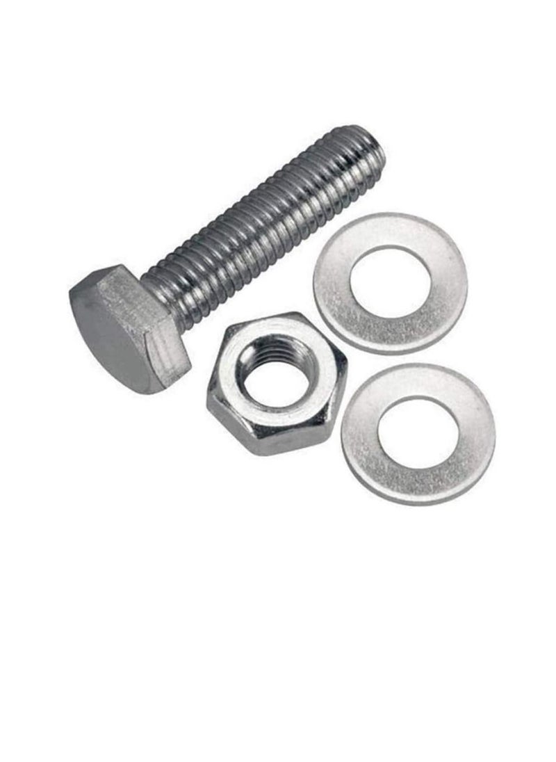 Generic - 12 pcs Hex Head Screw Bolts Nuts & Washers Fully Thread GI Plain Finish Bolt Set. (14, 70MM) - Image 1