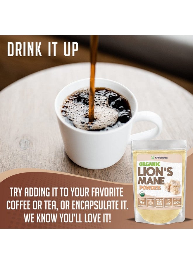 XPRS Nutra مسحوق عرف الأسد العضوي مسحوق عرف الأسد الممتاز لوضوح العقل والإدراك والمناعة صديق للنباتيين فطر عرف الأسد (8 أونصة) - Image 4