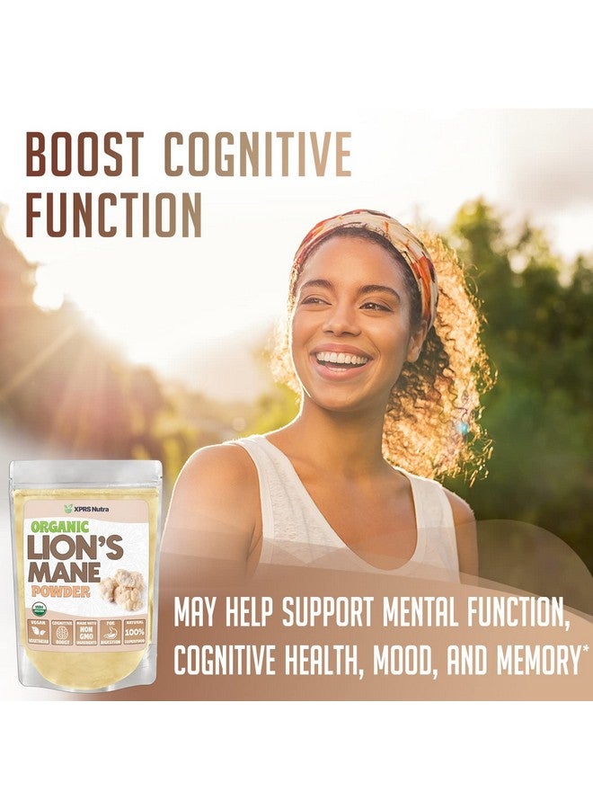XPRS Nutra مسحوق عرف الأسد العضوي مسحوق عرف الأسد الممتاز لوضوح العقل والإدراك والمناعة صديق للنباتيين فطر عرف الأسد (8 أونصة) - Image 3
