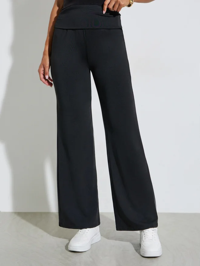 Styli Black Wide Leg Joggers