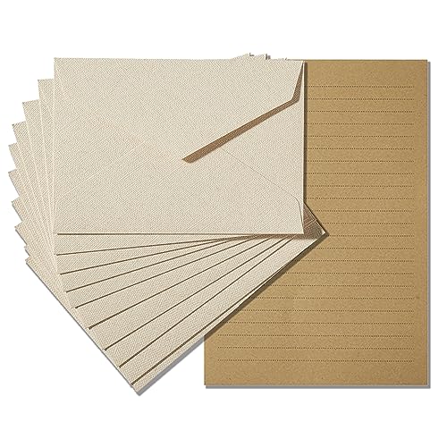 Tuhangcc Stationery Writing Paper and Envelopes Set with Jute Rope 4 X 6 for Writing Letter 20 Best Paper with 10 Heavyweight envelopesby Better Gift Office Products Ivory White - Image 1