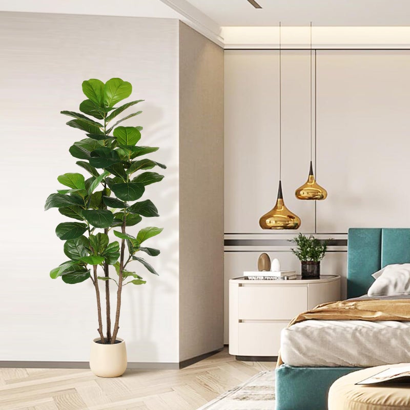 Realead 6ft Fiddle Leaf Fig Tree Artificial with Tall Exquisite Planter - Tall Faux Fiddle Leaf Fig Tree with Natural Trunk and Lifelike Leaves - Fake Fig Tree for Home Living Room Indoor Decor - Image 2