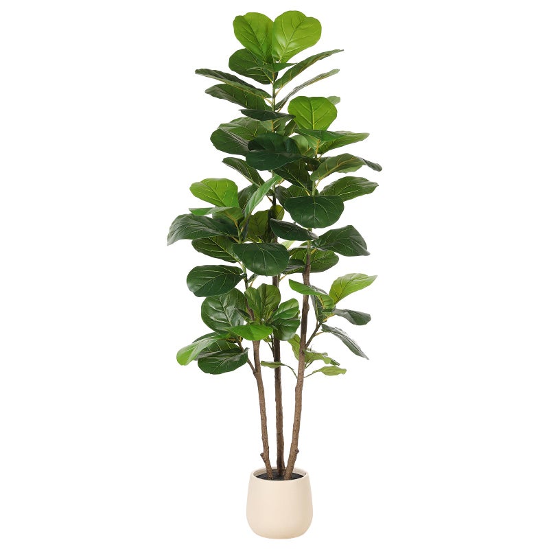 Realead 6ft Fiddle Leaf Fig Tree Artificial with Tall Exquisite Planter - Tall Faux Fiddle Leaf Fig Tree with Natural Trunk and Lifelike Leaves - Fake Fig Tree for Home Living Room Indoor Decor - Image 1