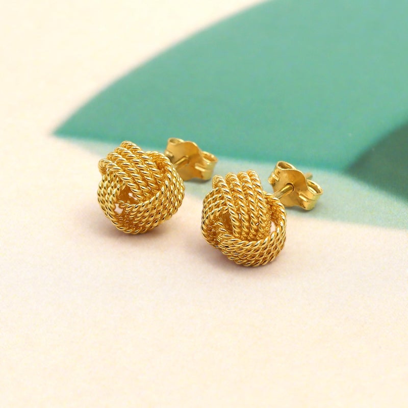 Lecalla Valentines Day Gifts 925 Sterling Silver Love Knot Stud Earrings Jewelry 14K Gold Plated Italian Design Twisted Wire Love-Knot Earring For Women - 8Mm - Image 4