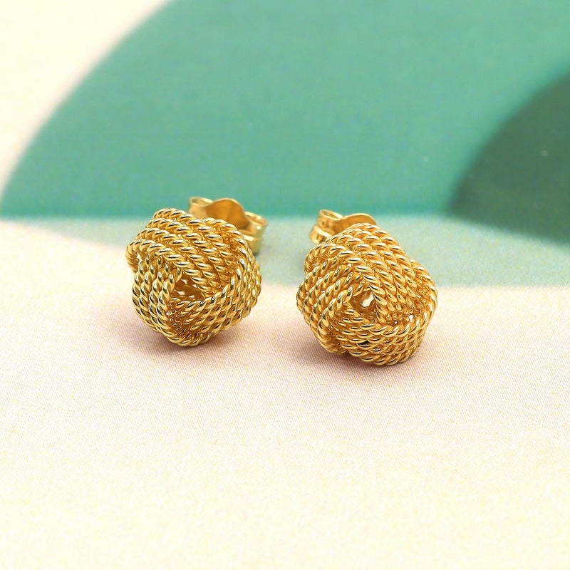 Lecalla Valentines Day Gifts 925 Sterling Silver Love Knot Stud Earrings Jewelry 14K Gold Plated Italian Design Twisted Wire Love-Knot Earring For Women - 8Mm - Image 3