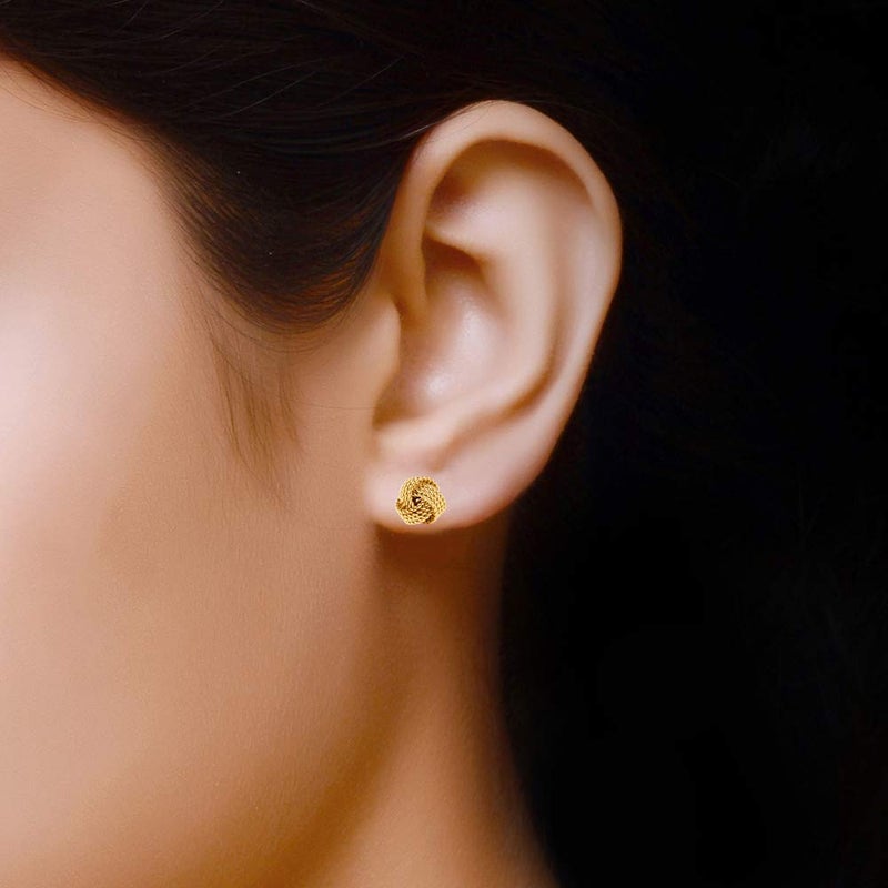 Lecalla Valentines Day Gifts 925 Sterling Silver Love Knot Stud Earrings Jewelry 14K Gold Plated Italian Design Twisted Wire Love-Knot Earring For Women - 8Mm - Image 2