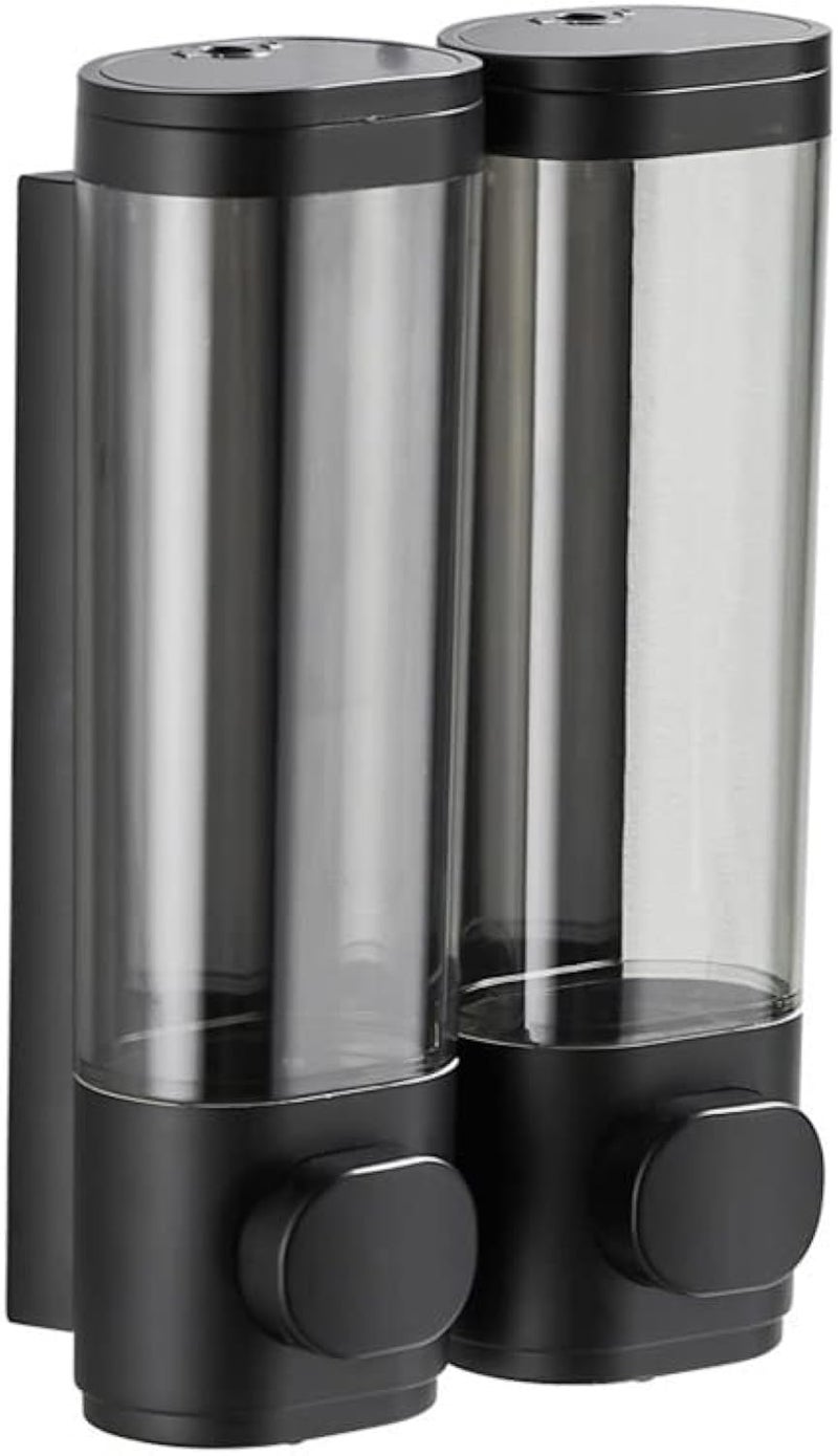 2Chamber Soap Dispensers Wall Mount400ml Bathroom Shower DispenserPress Manually Lotion Shower Soap Dispenser Use for HomeBathKitchenHotelsApartmentRestaurantsBlack
