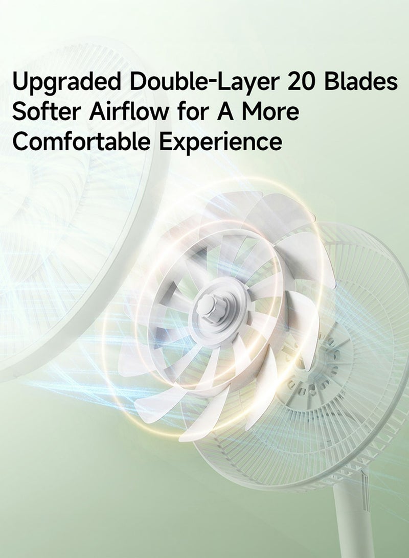 Deerma 16 Inch Stand Fan, Floor Fan 60W with 3 Mode/Speed, 7 Leaf Blade, 4 Adjustable Height & Tilt - FD13W- White 45 W FD13W white - Image 3