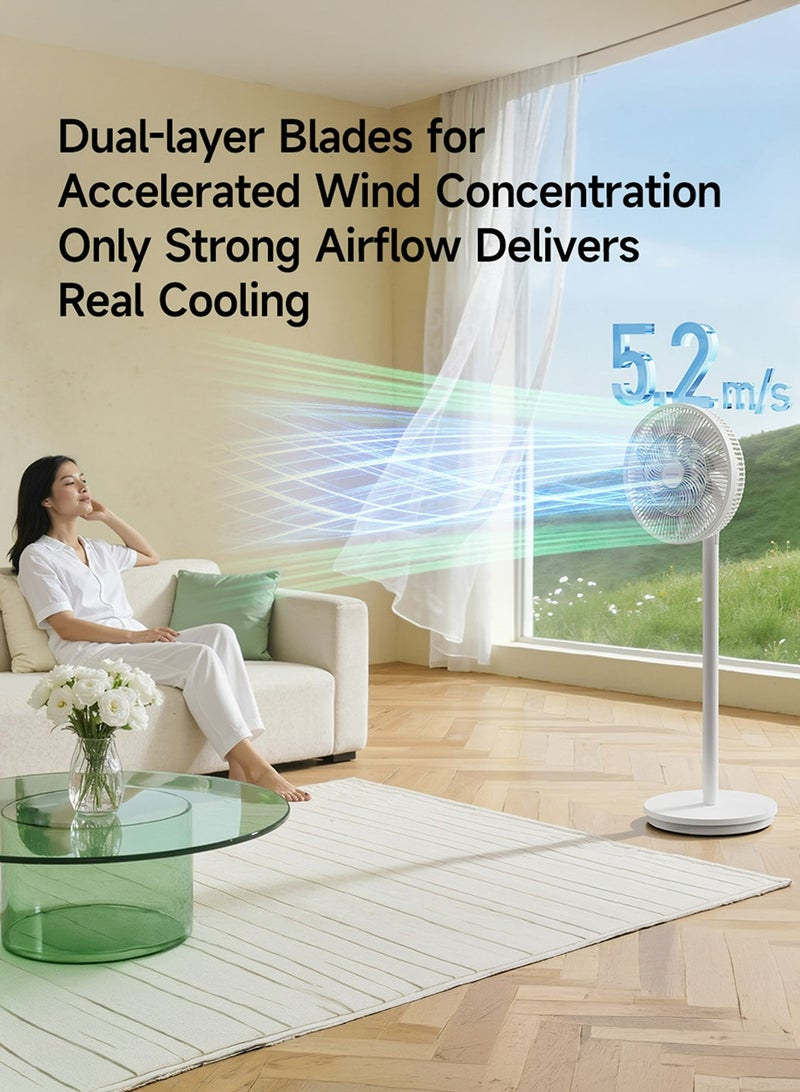 Deerma 16 Inch Stand Fan, Floor Fan 60W with 3 Mode/Speed, 7 Leaf Blade, 4 Adjustable Height & Tilt - FD13W- White 45 W FD13W white - Image 4