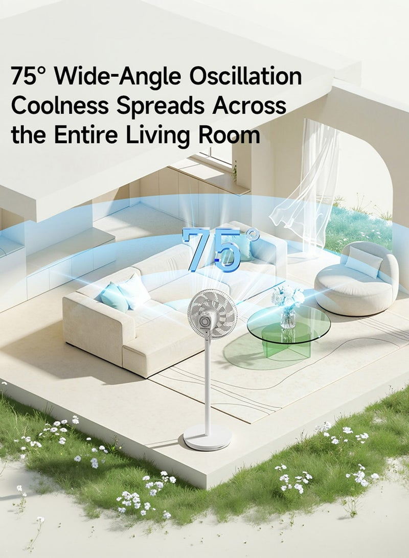 Deerma 16 Inch Stand Fan, Floor Fan 60W with 3 Mode/Speed, 7 Leaf Blade, 4 Adjustable Height & Tilt - FD13W- White 45 W FD13W white - Image 5