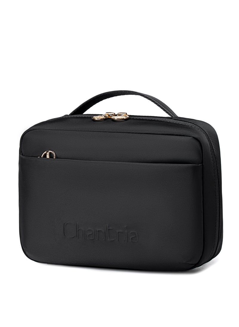 Chantria Premium Lightweight Carry All Cosmetic Bag for Women Water Resistant Multifunctional Clutch Bag with Multiple Pockets and 180° Degree Opening, CB00793-Black  - Image 1