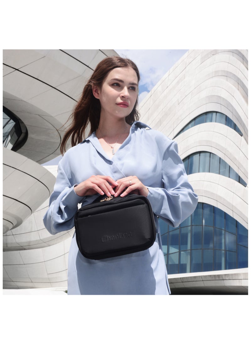 Chantria Premium Lightweight Carry All Cosmetic Bag for Women Water Resistant Multifunctional Clutch Bag with Multiple Pockets and 180° Degree Opening, CB00793-Black  - Image 4